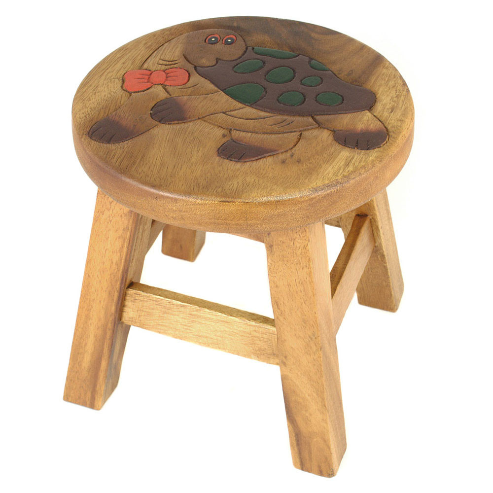 Kinderhocker Holz Motiv Schildkröte mit Schleife