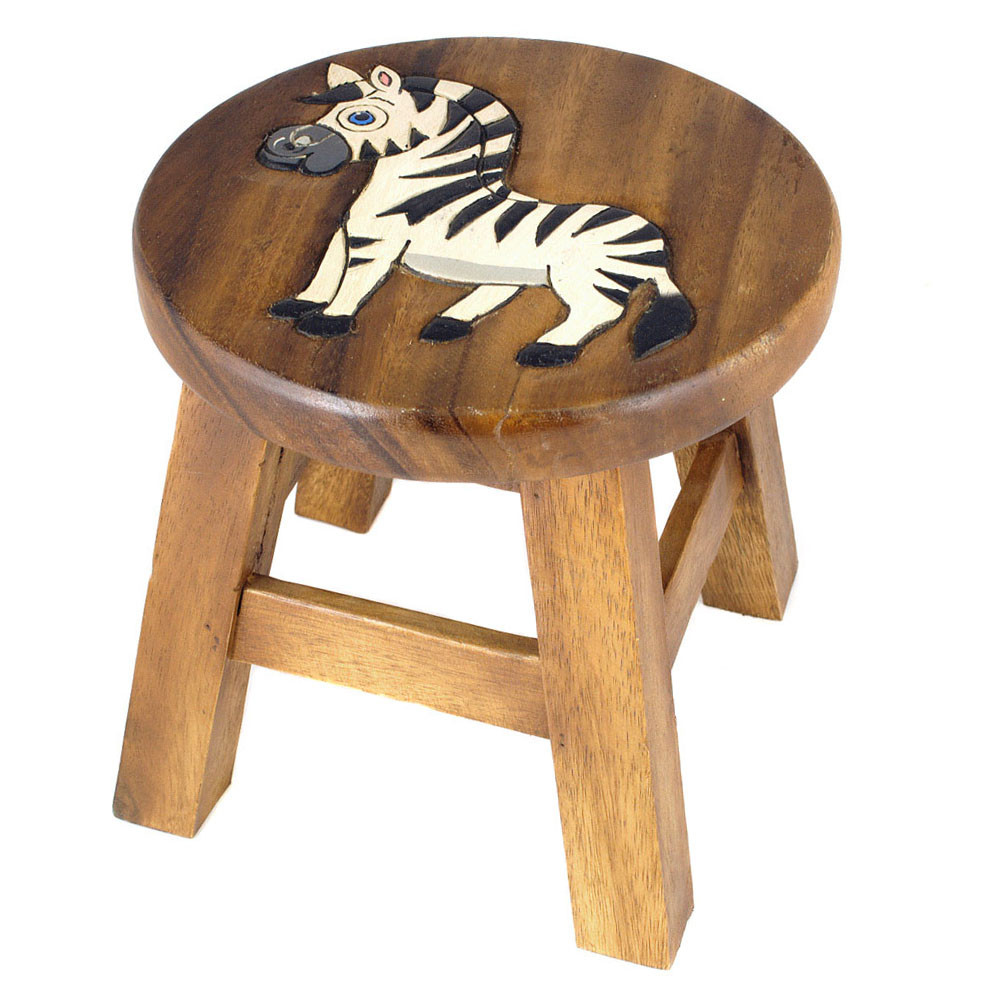 Kinderhocker Holz Tiermotiv Zebra