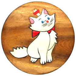 Kinderhocker Holz Motiv Weiße Katze